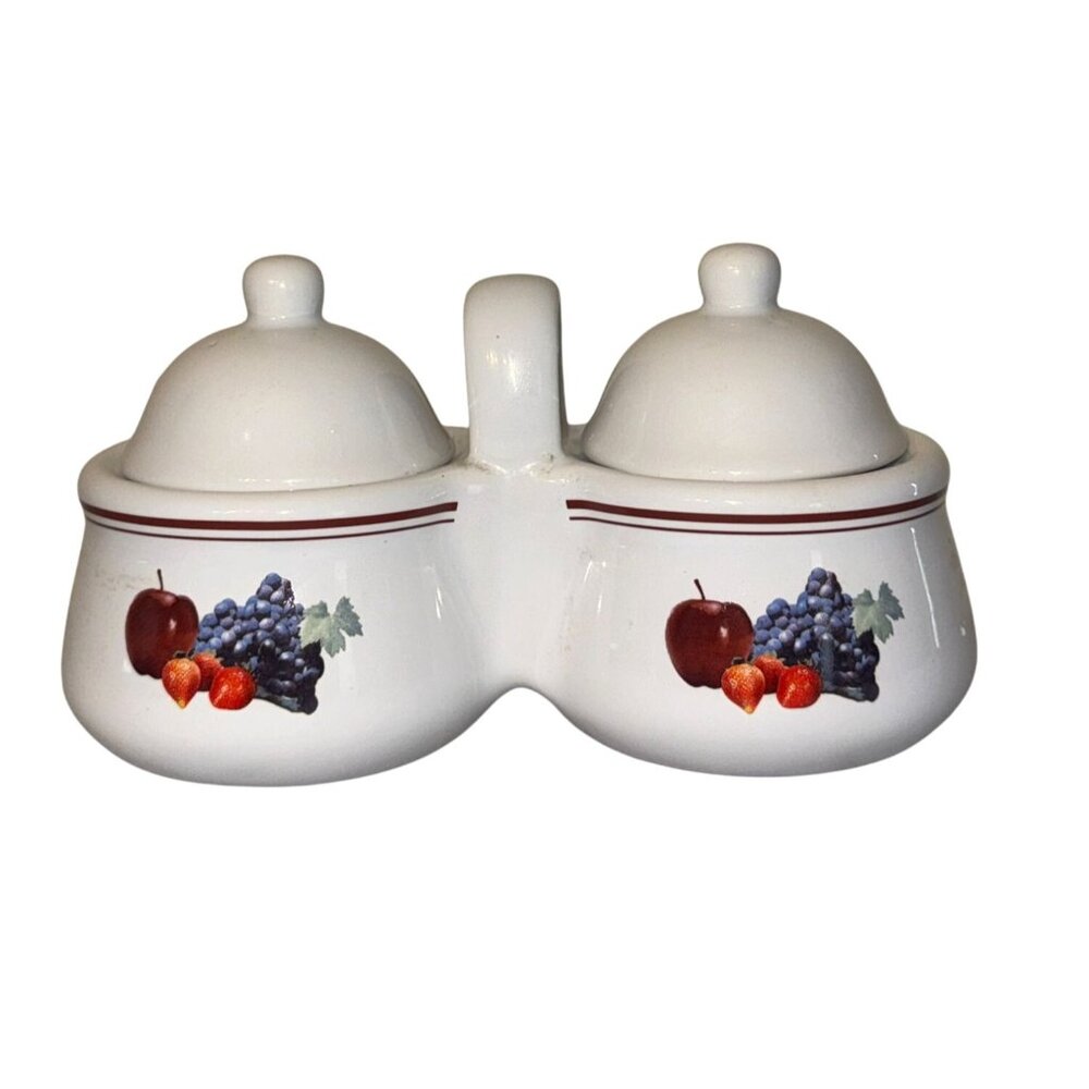 Ceramic Double Sugar & Creamer Set With Lids By Houston Harvest